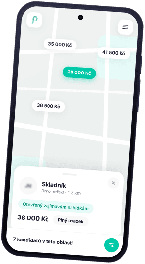 Mobilní aplikace Parino s nabídkami práce