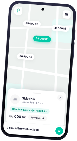 Mobilní aplikace Parino s nabídkami práce